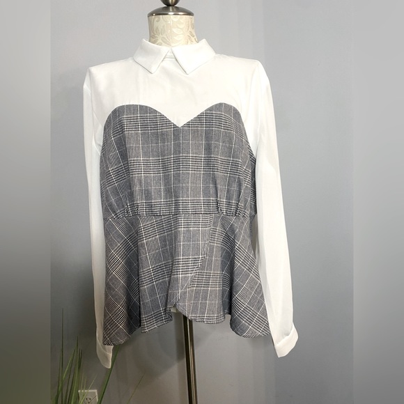 SHEIN Tops - EUC Shein houndstooth blouse, size 2XL (not American size 2XL)